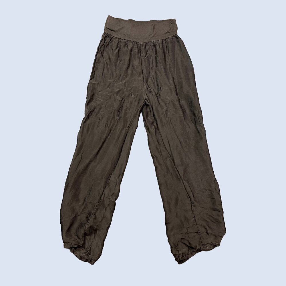 JM Collection Silky Chocolate Brown Loose Lightweight Pants Women's X-Small